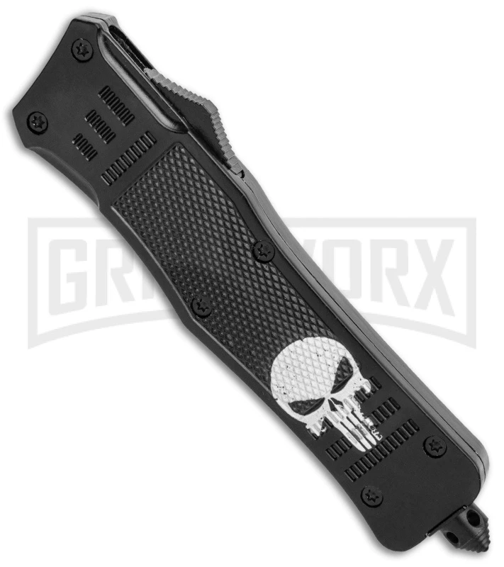 Atomic Defender Large OTF Automatic Knife Black Punisher - Two Tone Drop Point - Image 2