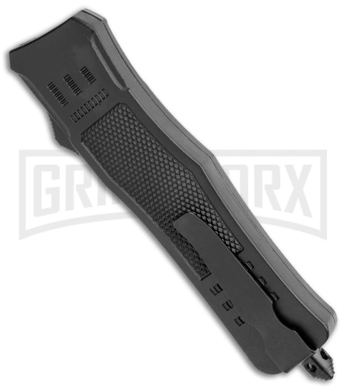 Atomic Defender Medium OTF Automatic Knife Black - Two Tone Recurve - Image 3