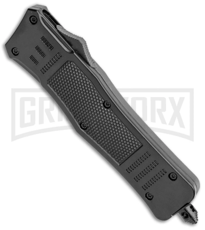 Atomic Defender Medium OTF Automatic Knife Black - Two Tone Recurve - Image 2