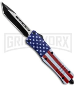 Atomic Defender Large OTF Automatic Knife Stars & Stripes - Two Tone Tanto