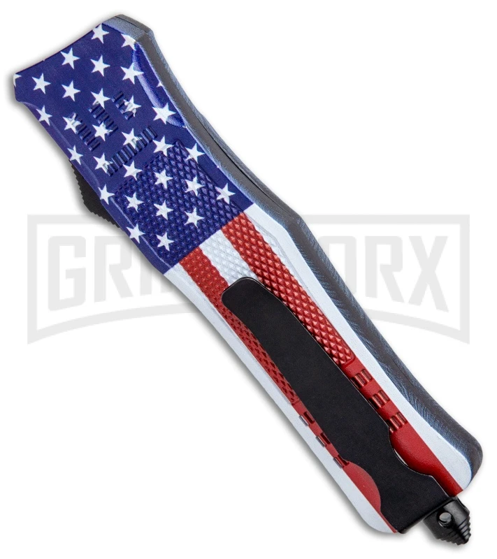 Atomic Defender Large OTF Automatic Knife Stars & Stripes - Two Tone Tanto - Image 3