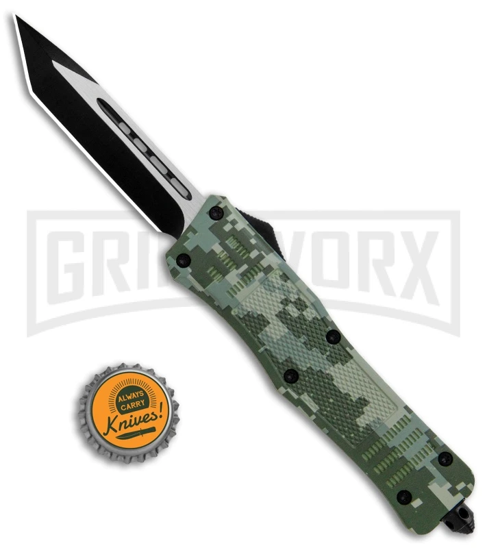 Atomic Defender Large OTF Automatic Knife Green Digi Camo - Two Tone Tanto - Image 5