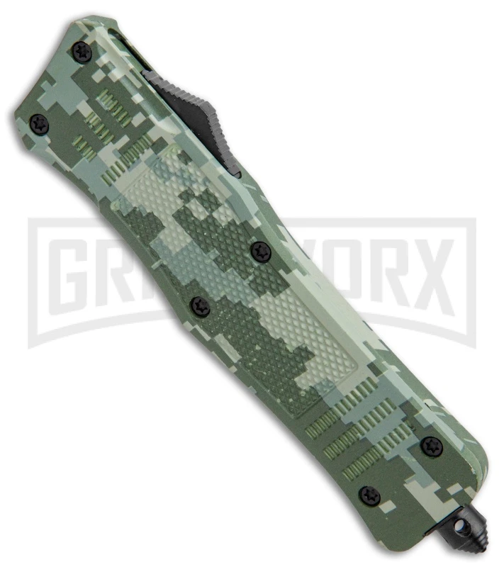 Atomic Defender Large OTF Automatic Knife Green Digi Camo - Two Tone Tanto - Image 2