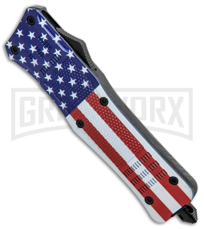 Atomic Defender Large OTF Knife Stars & Stripes Flag - Two Tone Drop Point - Image 2