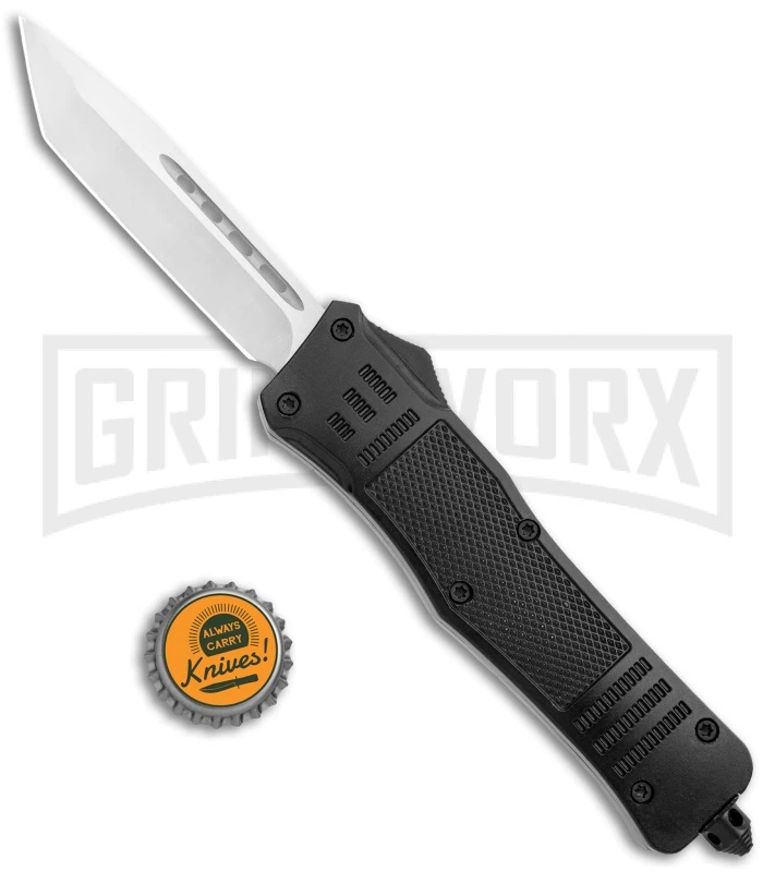 Atomic Defender Large OTF Automatic Knife Black - Satin Tanto - Image 5