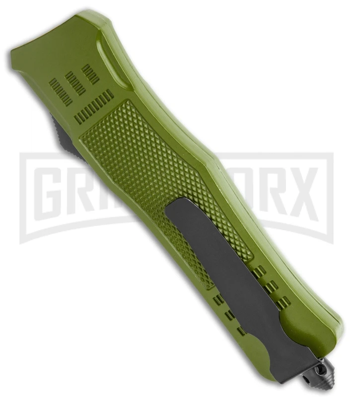 Atomic Defender Large OTF Automatic Knife OD Green - Serr Two Tone Drop Point - Image 2