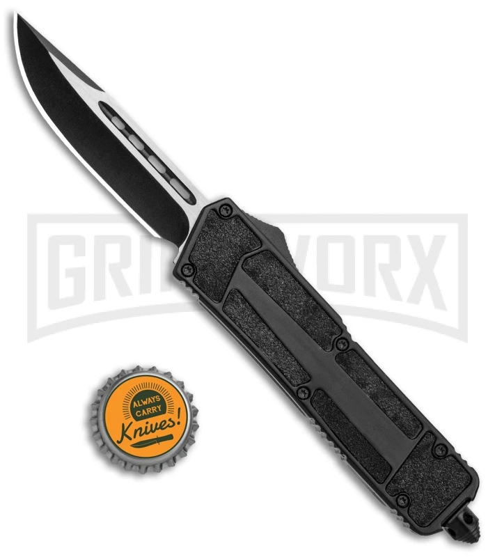 Atomic Medium Defender Drop Point Black OTF Grip Knife - Two Tone Plain - Image 5