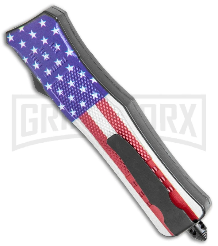 Atomic Defender Medium OTF Automatic Knife Stars & Stripes Flag- Two Tone - Image 3