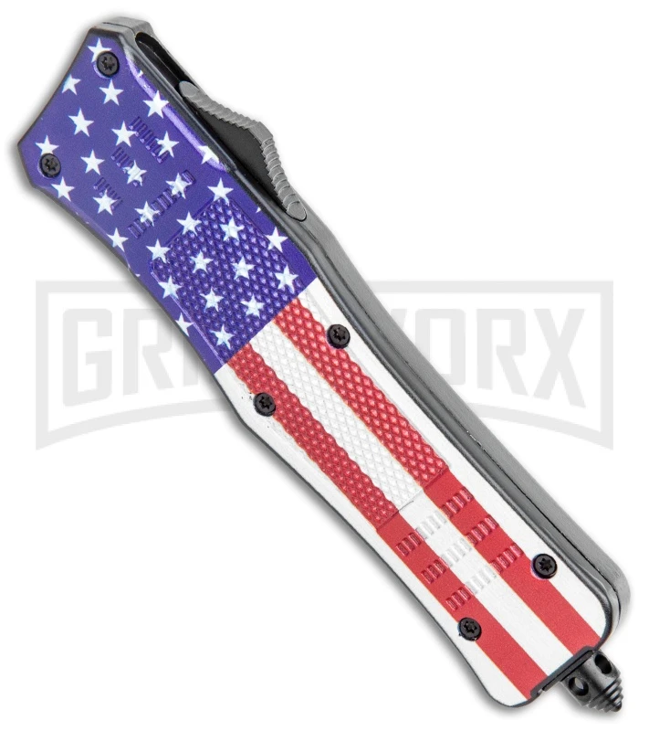 Atomic Defender Medium OTF Automatic Knife Stars & Stripes Flag- Two Tone - Image 2