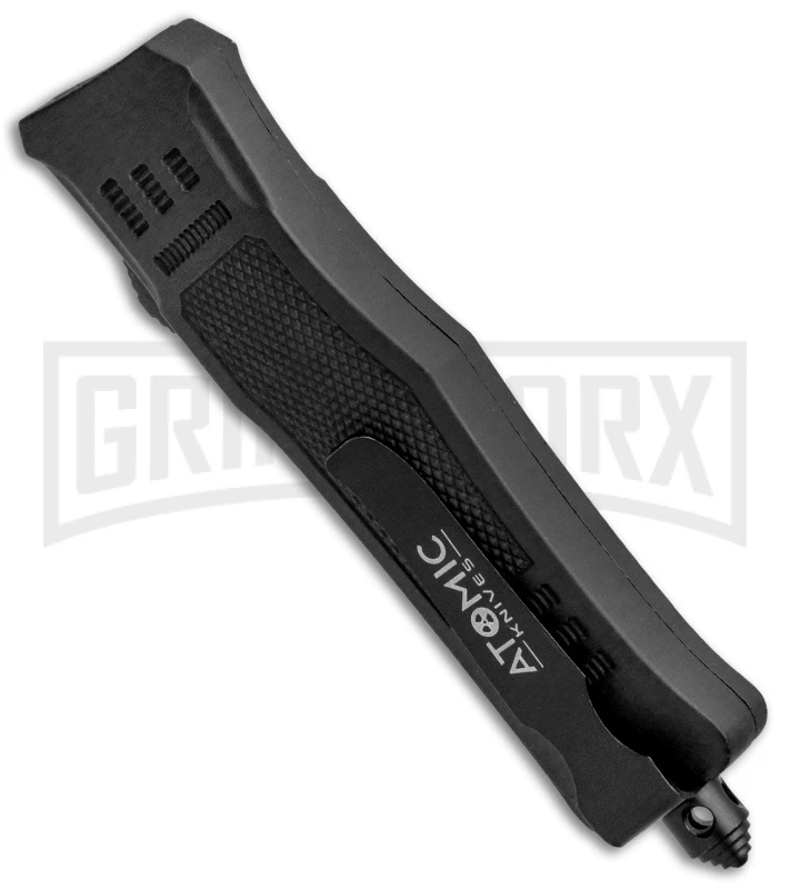 Atomic Defender Mini OTF Automatic Knife Black - Serr Two Tone Drop Point - Image 3