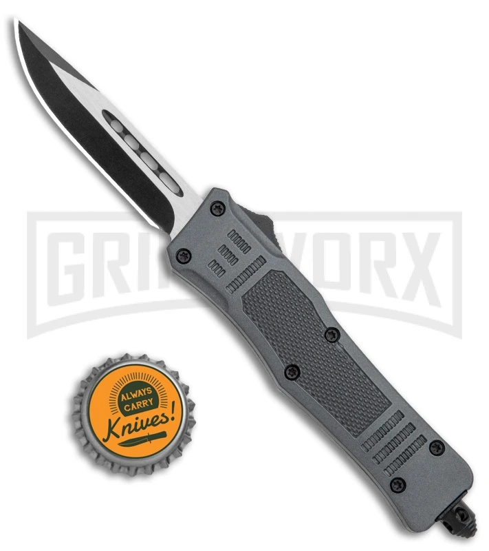 Atomic Defender Mini OTF Automatic Knife Gray - Two Tone Drop Point - Image 5