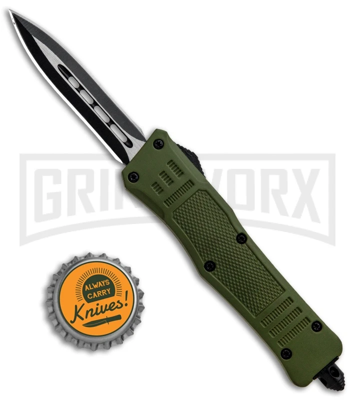 Atomic Defender Mini OTF Automatic Knife Dark Green - Two Tone Dagger - Image 5
