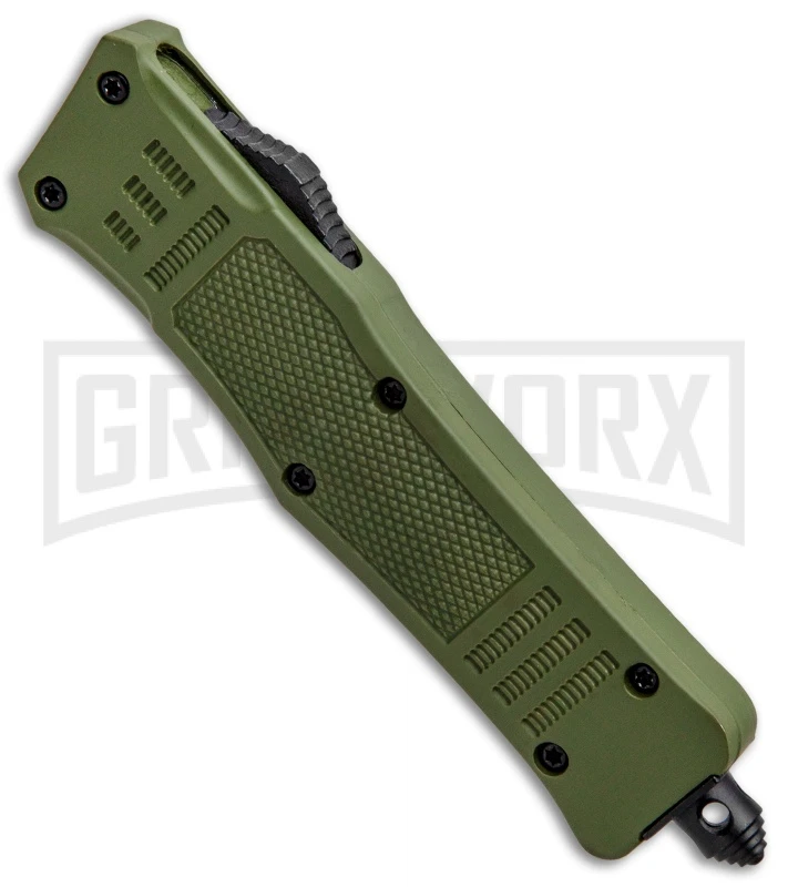 Atomic Defender Mini OTF Automatic Knife Dark Green - Two Tone Dagger - Image 2