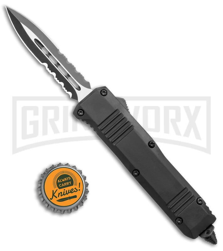 Atomic Mini Shield Dagger Black OTF Automatic Knife - Serr - Image 4