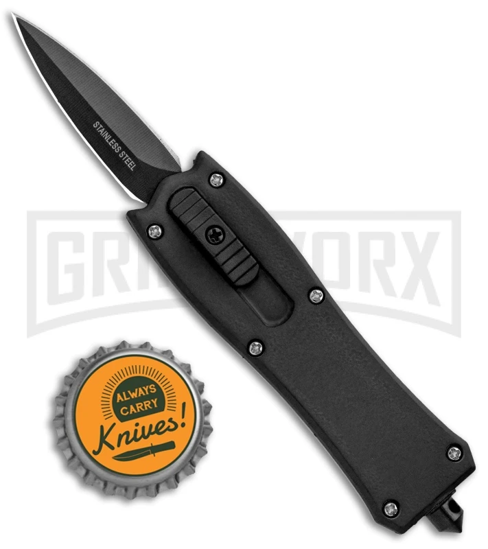 Belly Button Black OTF Automatic Knife - Black Plain - Image 4