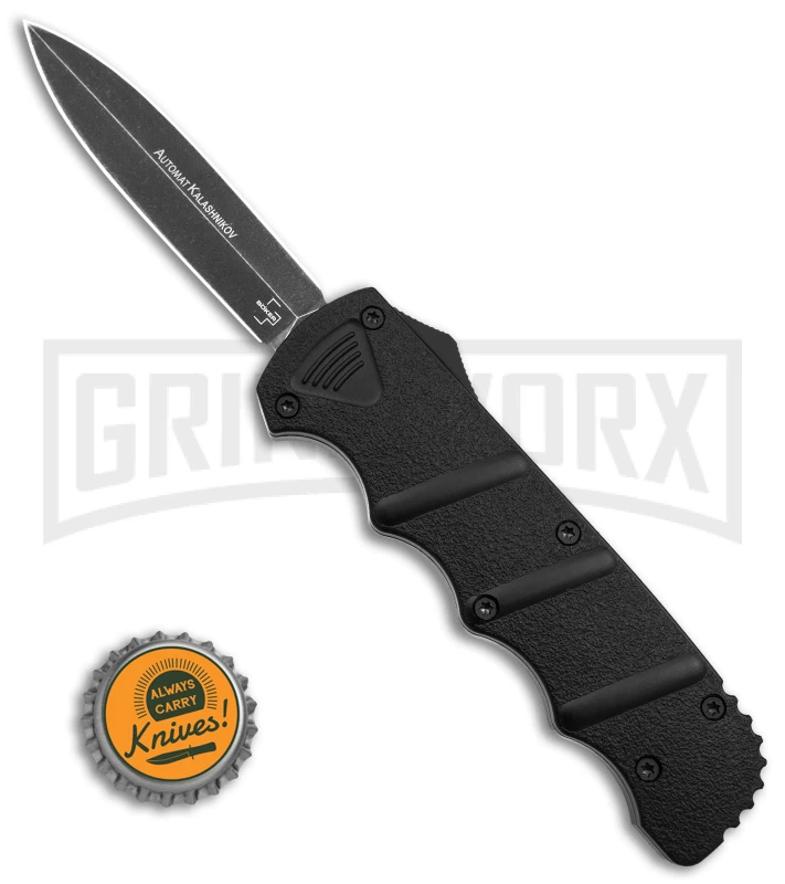 Boker Kalashnikov Black Aluminum OTF Automatic Knife - Dagger Black SW Plain - Image 4