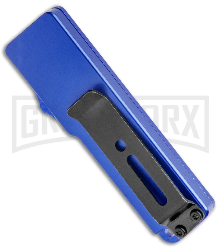 Chud Blue OTF Automatic Knife - Stonewash Tanto Plain - Image 3