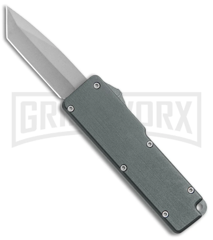 Chud Gray OTF Automatic Knife - Stonewash Tanto Plain