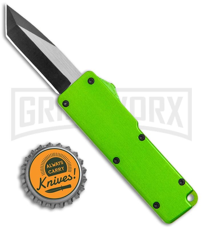 Chud Mini Green OTF Automatic Knife - Black Tanto Plain - Image 4