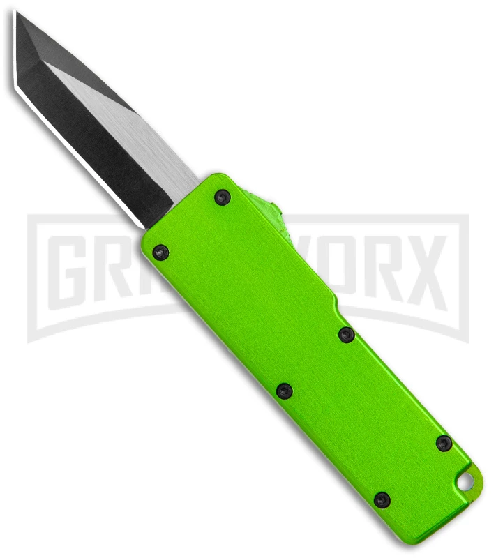 Chud Mini Green OTF Automatic Knife - Black Tanto Plain