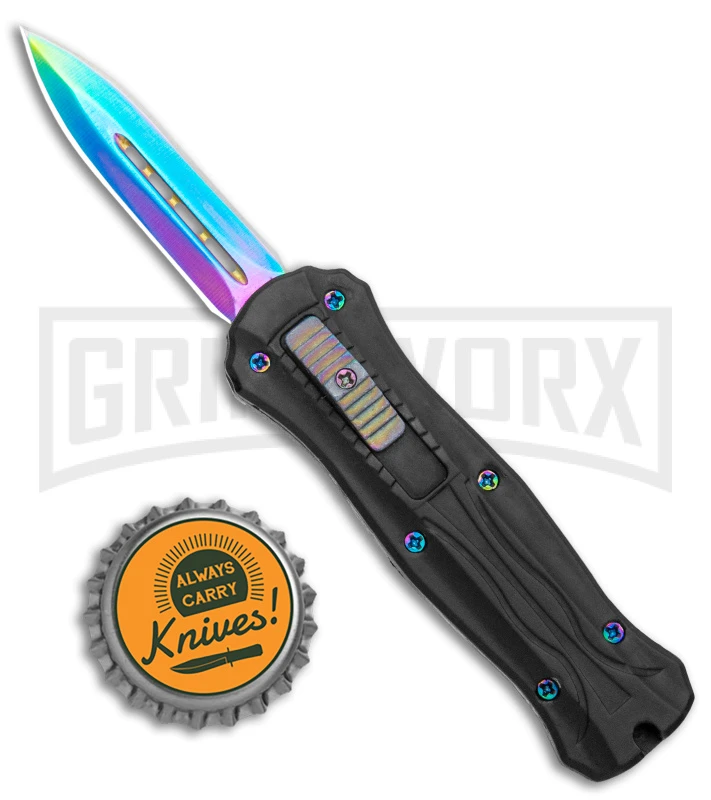 Coffin Blaster 2.0 Black DA/OTF Automatic Knife - Rainbow Dagger - Image 4