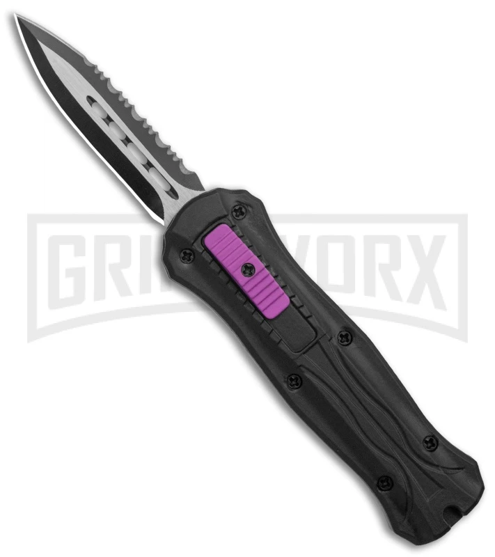 Coffin Blaster 2.0 Tactical Black/Purple DA/OTF Automatic Knife - Black Serr