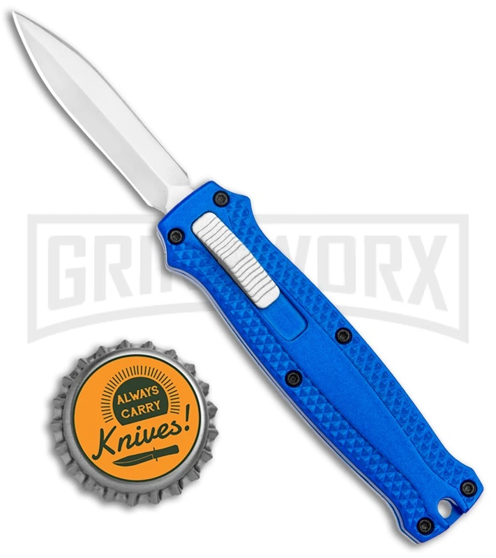 Coffin Blaster 2.0 Textured Blue DA/OTF Automatic 440 Knife (2" Satin) - Image 4