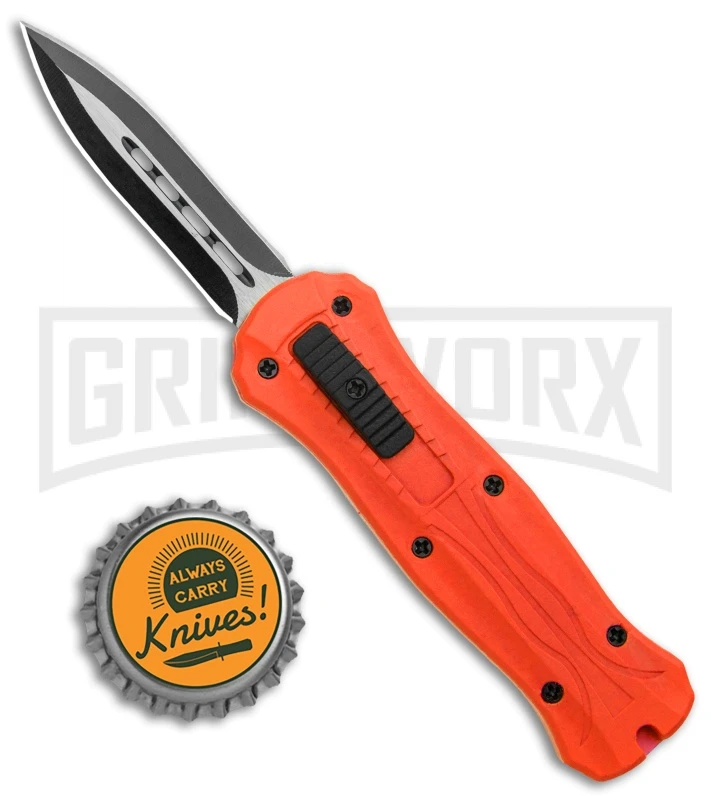 Coffin Blaster 2.0 Textured Orange DA/OTF Automatic - Two Tone Dagger - Image 4