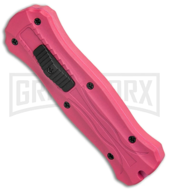 Coffin Blaster 2.0 Textured Pink/Black DA/OTF Automatic Knife - Black Plain - Image 2
