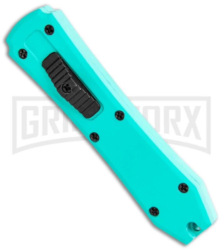Coffin Blaster Aqua Blue DA/OTF Automatic Knife - Black Plain - Image 2