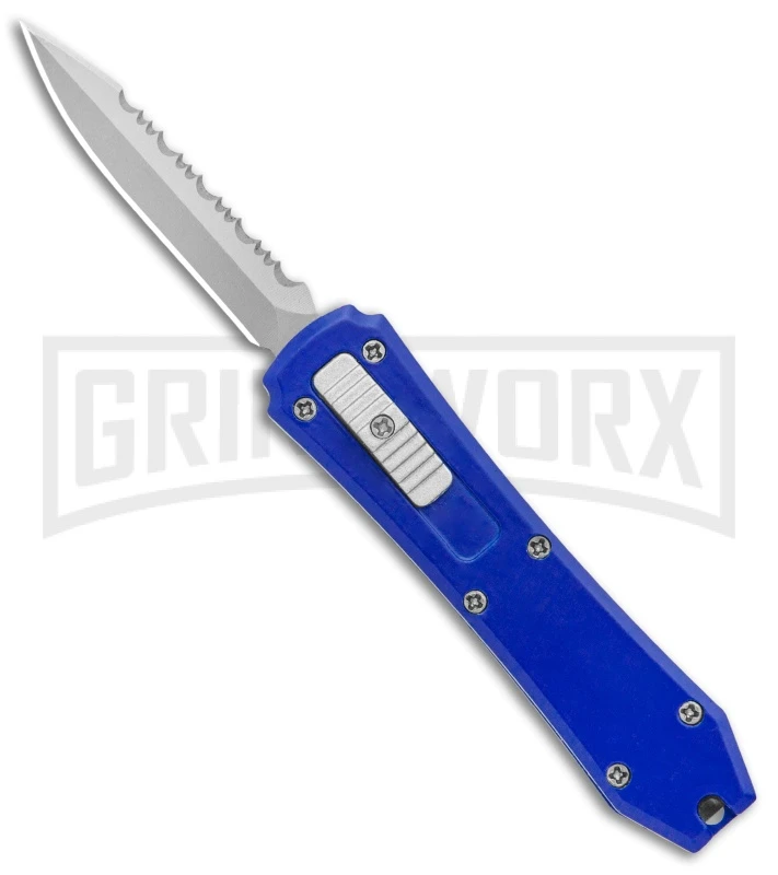 Coffin Blaster Blue DA/OTF Automatic Knife - Dagger Bead Blast Serr