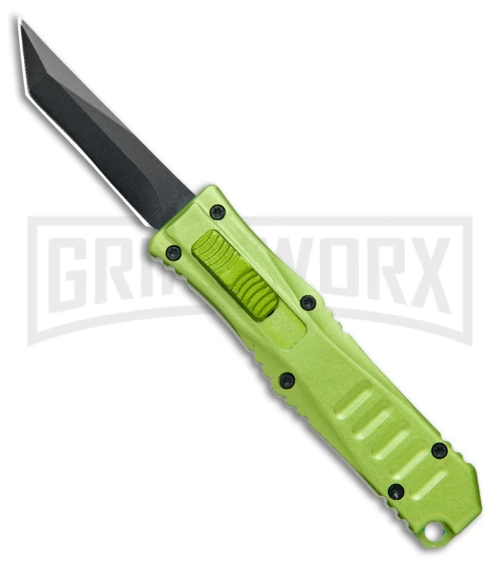 Mini Marvel Green DA/OTF Automatic Knife - Tanto Black Plain