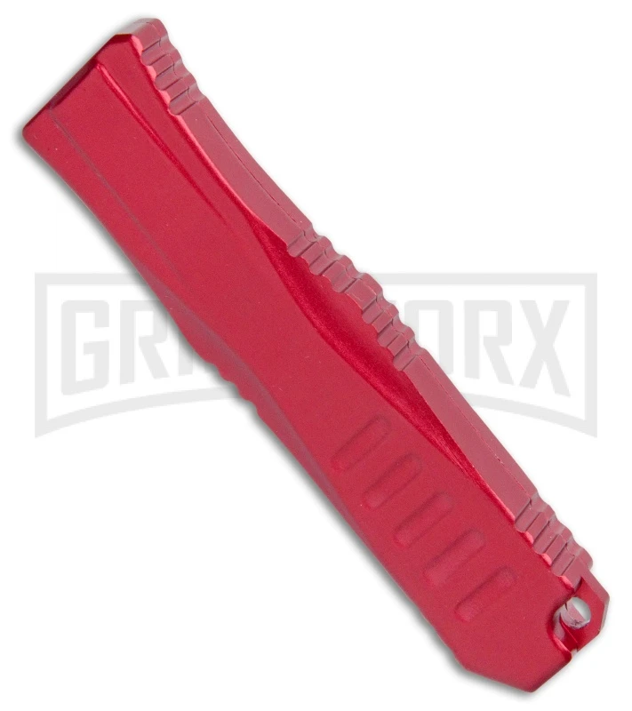 Mini Marvel Red DA/OTF Automatic Knife - Tanto Black Plain - Image 3