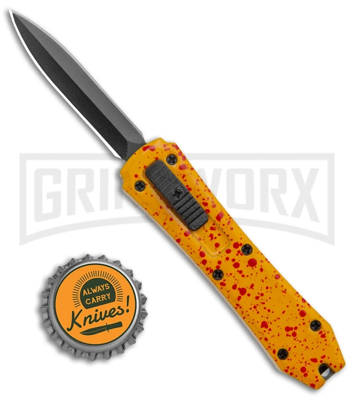Coffin Blaster Orange/Splatter DA/OTF Automatic Knife - Black Dagger - Image 4