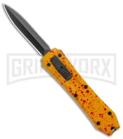 Coffin Blaster Orange/Splatter DA/OTF Automatic Knife - Black Dagger