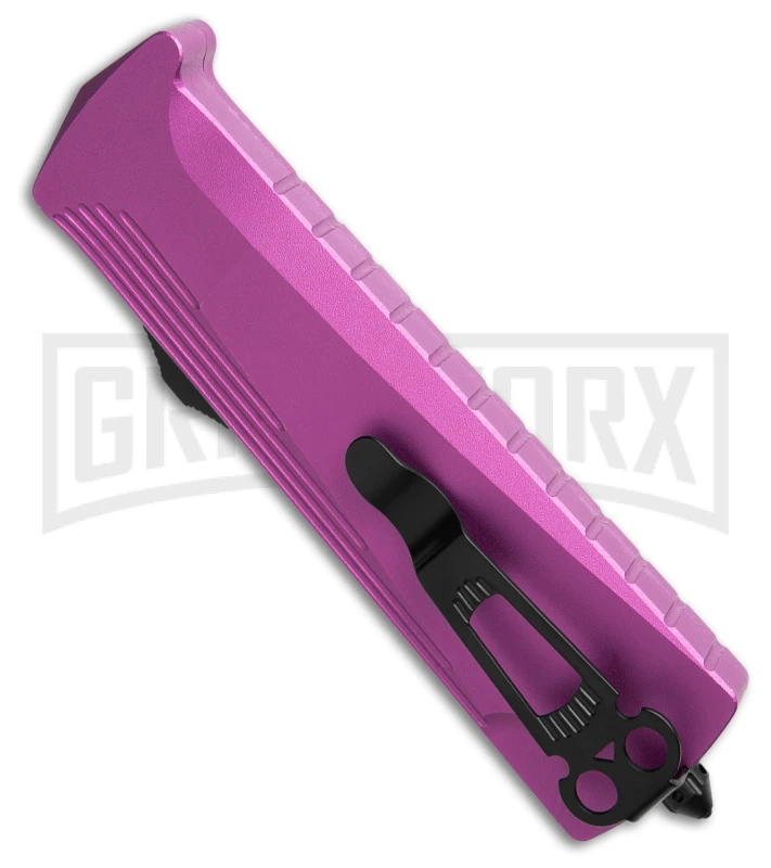 Daggerr Knives Koschei Purple Aluminum Double Action OTF Knife - Black Plain - Image 3