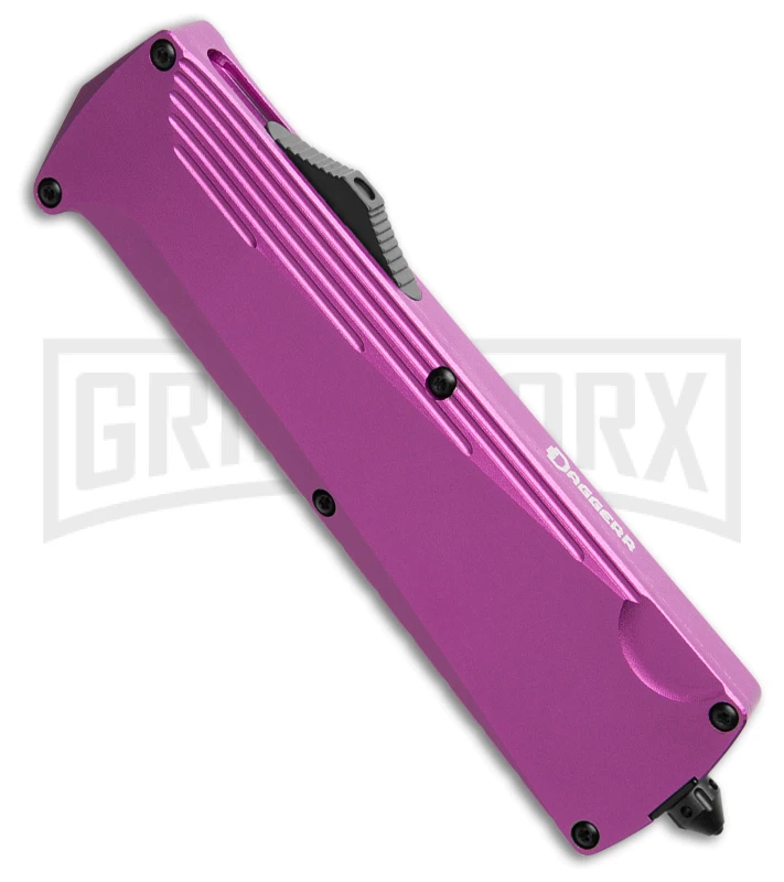 Daggerr Knives Koschei Purple Aluminum Double Action OTF Knife - Black Plain - Image 2