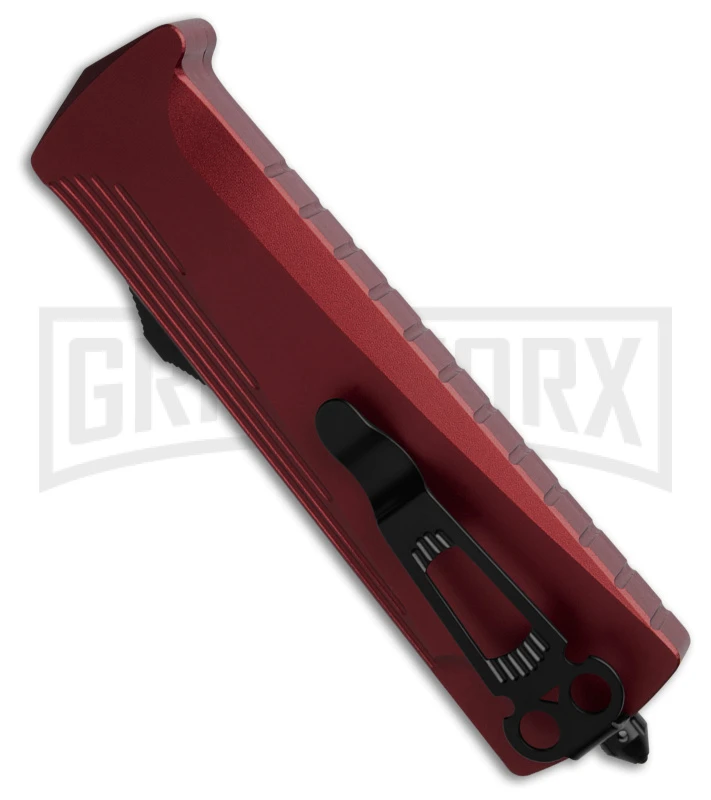 Daggerr Knives Koschei Red Aluminum Double Action OTF Knife - Black Plain - Image 3