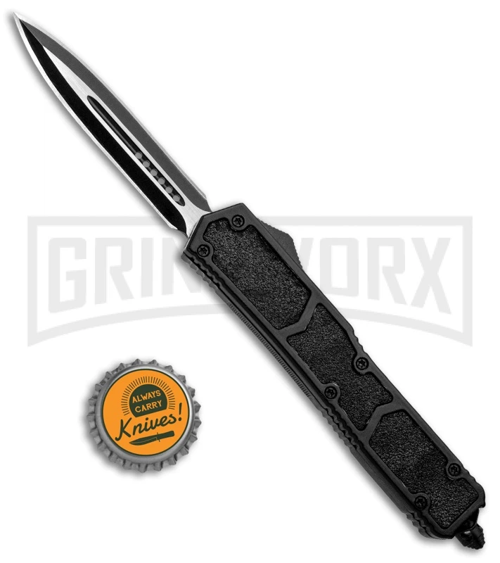 Delta Force D/A Black Tactical OTF Automatic Knife - Black Plain - Image 5