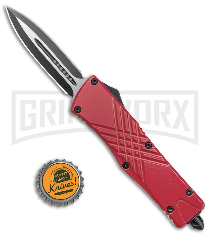 Demolisher OTF Automatic Knife Clip Point Red - Two Tone Plain - Image 4