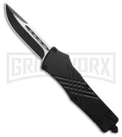 Demolisher OTF Automatic Knife Clip Point Black - Two Tone Plain
