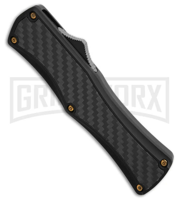 Edgeworks Carbon Fiber OTF Auto Knife Dagger - Gold Damascus Finish) - Image 2