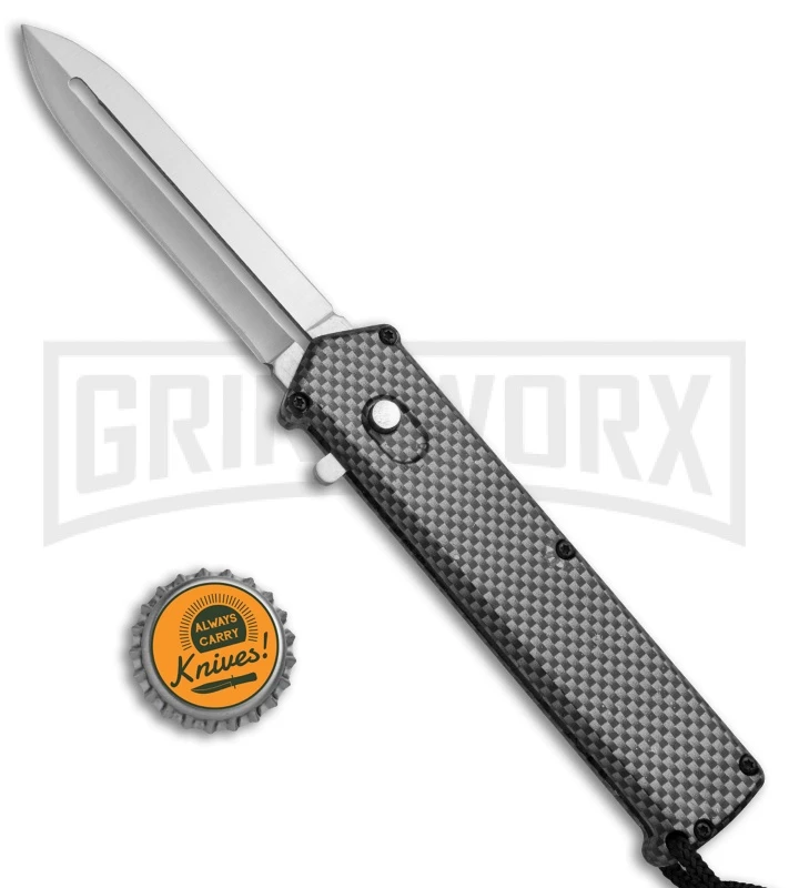 Elemental Reactor Sim. Carbon Fiber OTF Automatic Knife - Satin Plain - Image 4