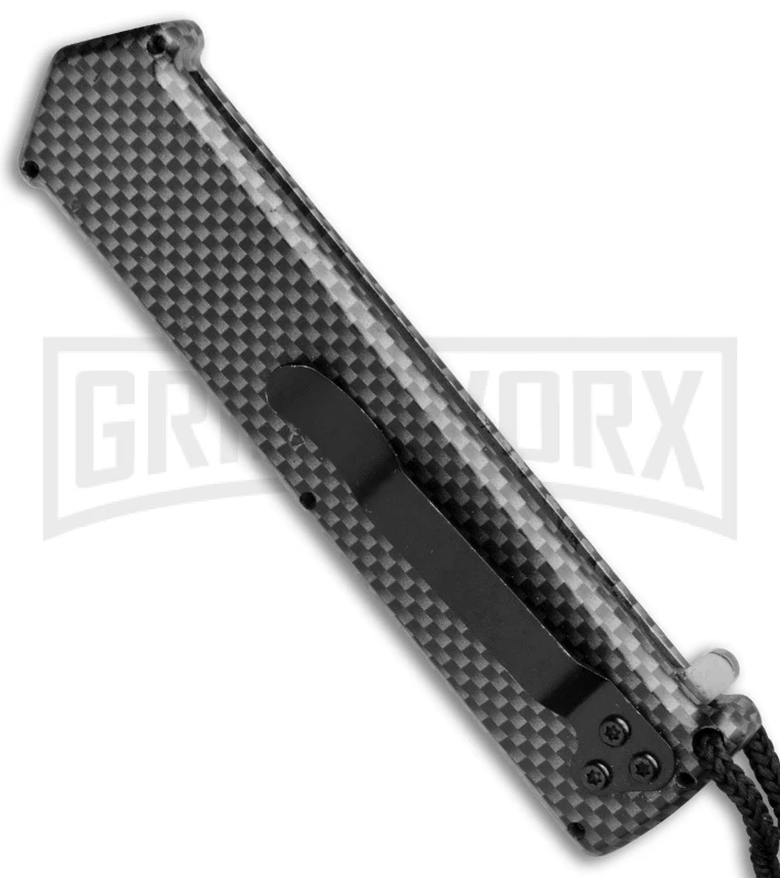 Elemental Reactor Sim. Carbon Fiber OTF Automatic Knife - Satin Plain - Image 3