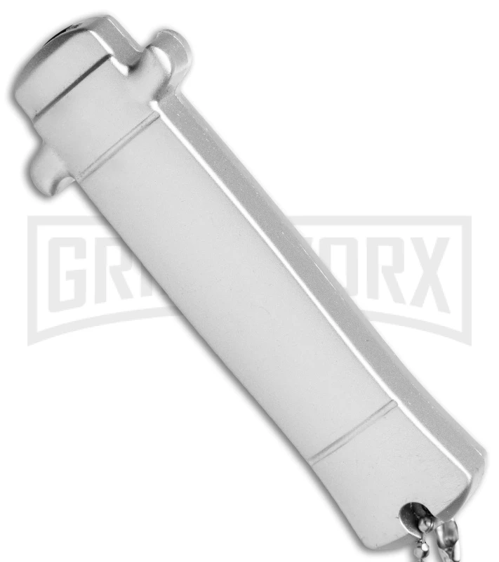 Enzo Stiletto Mini Blue W/ Silver Bolsters D/A OTF Automatic Knife - Satin Plain - Image 3