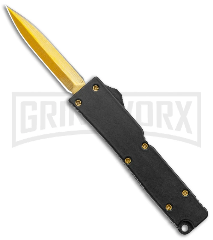 Firecracker Mini Black D/A OTF Automatic Knife - Gold Dagger