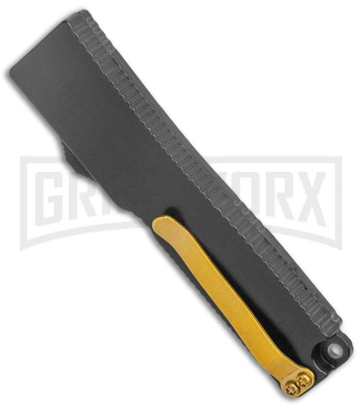 Firecracker Mini Black D/A OTF Automatic Knife - Gold Dagger - Image 3