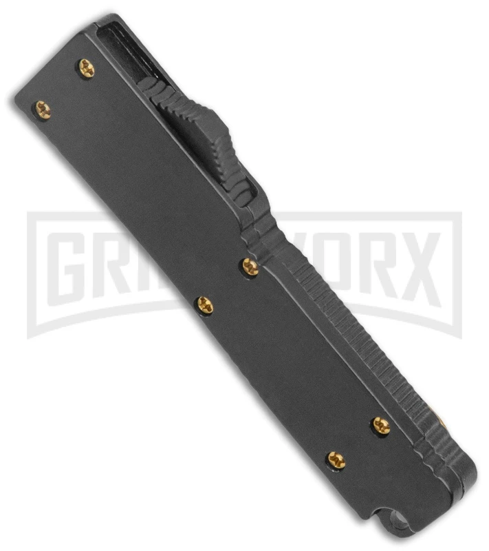 Firecracker Mini Black D/A OTF Automatic Knife - Gold Dagger - Image 2
