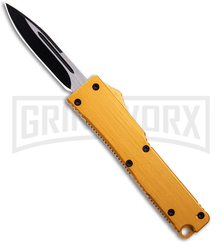 Firecracker Mini Gold D/A OTF Automatic Knife - Black Plain