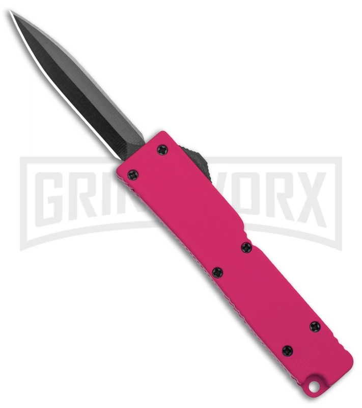 Firecracker Mini Pink D/A OTF Automatic Knife - Black Dagger